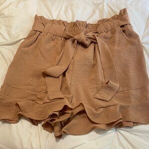High Waist Tan Women Shorts